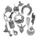 DISPONIBIL 1 SET - MX552 - Mixt pandantive si charmuri argintiu antic diverse marimi