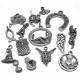 DISPONIBIL 1 SET - MX552 - Mixt pandantive si charmuri argintiu antic diverse marimi