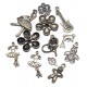 DISPONIBIL 1 SET - MX556 - Mixt pandantive si charmuri argintiu antic diverse marimi
