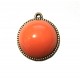 PX10F - Pandantiv bronz antic cu cabochon portocaliu 23mm