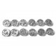 DIZOA - (12 buc.) Set distantiere slide zodiac argintiu antic 18mm