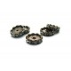 DIR04 - (10 buc.)Distantier bronz antic rhinestone clear floare 17mm