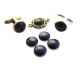 Cabochon sticla cat eye bleumarin 10mm 