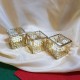 (3 buc.) Suport lumanare sticla cu model auriu 5*5.3cm