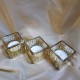 (3 buc.) Suport lumanare sticla cu model auriu 5*5.3cm