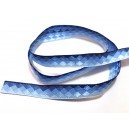 PTS07 - (1 metru) Panglica textila satenata albastra cu romburi 10mm