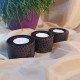 (set 3 buc.) Suport lumanare pastila ceramica maro 7.2*5cm