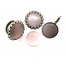 Cabochon sticla cat eye alb rozaliu 20mm