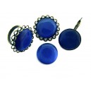 Cabochon sticla cat eye albastru cobalt 20mm