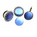 Cabochon sticla cat eye albastru 20mm