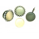 Cabochon sticla cat eye alb galbui 20mm