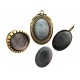 Cabochon sticla cat eye gri inchis 25*18mm
