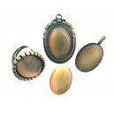 Cabochon sticla cat eye maro mustar 02 25*18mm