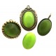 Cabochon sticla cat eye verde crud 25*18mm