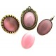 Cabochon sticla cat eye roz 25*18mm