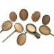 Cabochon sticla cat eye galben copt 25*18mm