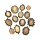Cabochon sticla cat eye galben copt 25*18mm
