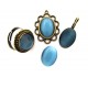 DISPONIBIL 1 SET CU 8 BUCATI - Cabochon sticla cat eye albastru marin pal 18*13mm