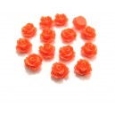 Cabochon rasina trandafir portocaliu intens 10mm