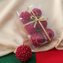 (6 bucati) - Ornament brad sfere rosii glitter 6cm 