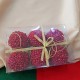 (6 bucati) - Ornament brad sfere rosii glitter 6cm 