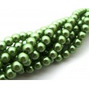 (10 buc.) Perle sticla verde olive sfere 6mm