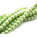 (10 buc.) Perle sticla verde pal sfere 6mm