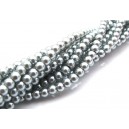 (10 buc.) Perle sticla gri argintiu sfere 4mm