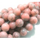 Margele sticla roz prafuit cu irizatii gri sfere 12mm