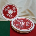 DISPONIBIL 1 SET CU BUCATI - Farfurie ceramica rosie cu fulgi albi 16cm