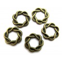 (2 buc.) Conector rotund impletit bronz antic 15mm