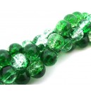 Margele crackle verde si transparent sfere 10mm