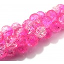 MSCR10mm-15 - Margele crackle roz intens si transparent sfere 10mm