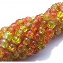 (10 buc.) Margele crackle portocaliu si galben lamaie sfere 6mm