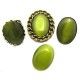 Cabochon sticla cat eye verde olive 01 25*18mm