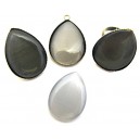 Cabochon sticla cat eye lacrima gri 25*18mm