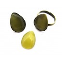 Cabochon sticla cat eye lacrima maro mustar 02 18*13mm