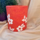 UNICAT - XCER20 - Vaza ceramica rosie cu flori albe 17.5*15*9.5cm