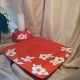 UNICAT - XCER13 - Platou centro ceramica rosie cu flori albe 35.5*35.5*4cm